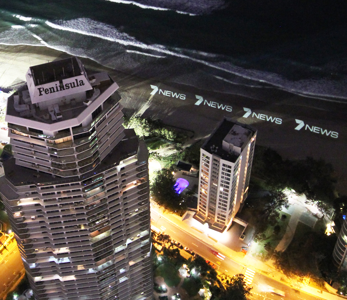 Channel 7 News Gold Coast Beach Advertising LED Spot Light