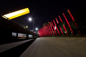 Red Sticks Melbourne Public Space Artwork Architectural Lighting