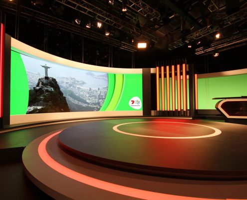 Channel 7 Studio Rio Olympics TV Studio Broadcast Stage Custom Lighting Curved LED Screen