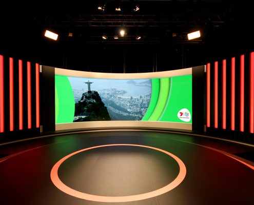 Channel 7 Studio Rio Olympics TV Studio Broadcast Stage Custom Lighting Curved LED Screen