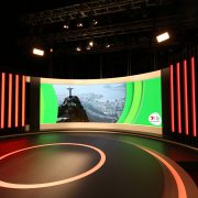 Channel 7 Studio Rio Olympics TV Studio Broadcast Stage Custom Lighting Curved LED Screen