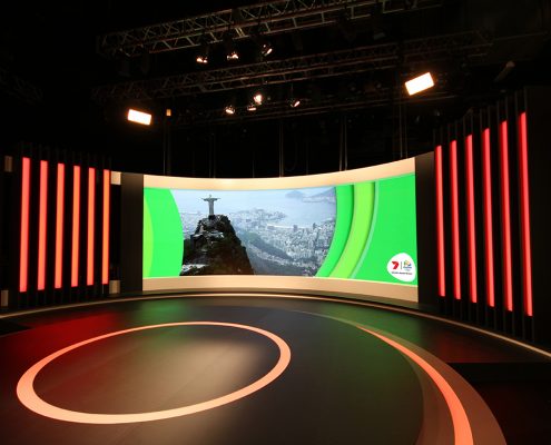 Channel 7 Studio Rio Olympics TV Studio Broadcast Stage Custom Lighting Curved LED Screen