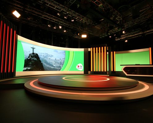 Channel 7 Studio Rio Olympics TV Studio Broadcast Stage Custom Lighting Curved LED Screen