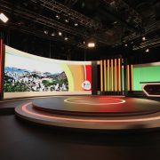 Channel 7 Studio Rio Olympics TV Studio Broadcast Stage Custom Lighting Curved LED Screen