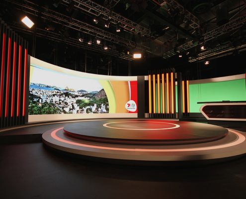 Channel 7 Studio Rio Olympics TV Studio Broadcast Stage Custom Lighting Curved LED Screen