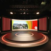 Channel 7 Studio Rio Olympics TV Studio Broadcast Stage Custom Lighting Curved LED Screen