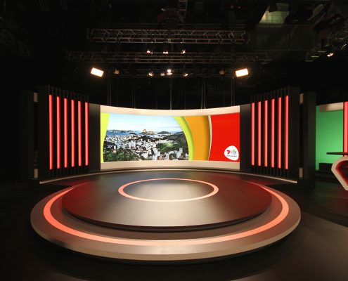 Channel 7 Studio Rio Olympics TV Studio Broadcast Stage Custom Lighting Curved LED Screen