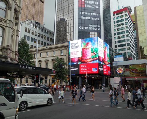 Queens Rise New Zealand Building Facade LED Screen Outdoor Billboard Advertising