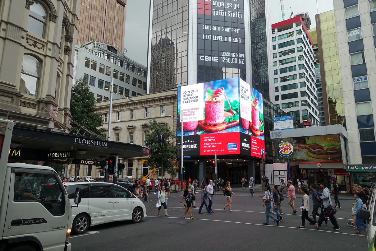 Queens Rise New Zealand Building Facade LED Screen Outdoor Billboard Advertising