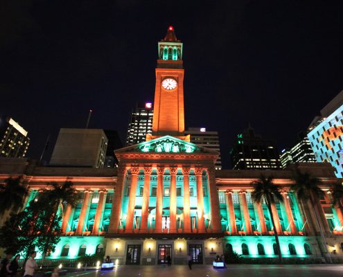 Brisbane City Hall Light Show Custom Outdoor LED Building Facade Architectural Lighting