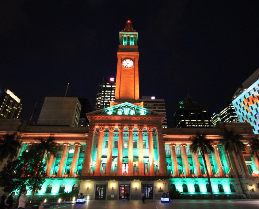 Brisbane City Hall Light Show Custom Outdoor LED Building Facade Architectural Lighting