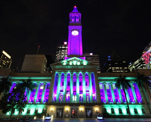 Brisbane City Hall Light Show Custom Outdoor LED Building Facade Architectural Lighting