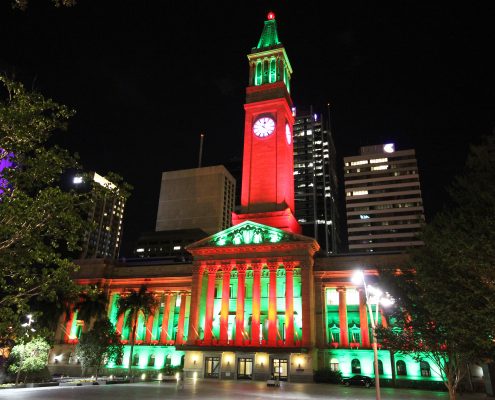 Brisbane City Hall Light Show Custom Outdoor LED Building Facade Architectural Lighting