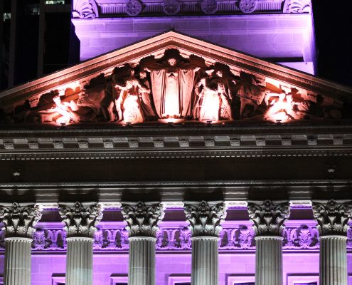 Brisbane City Hall Light Show Custom Outdoor LED Building Facade Architectural Lighting