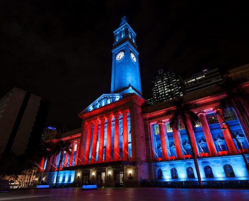 Brisbane City Hall Light Show Custom Outdoor LED Building Facade Architectural Lighting