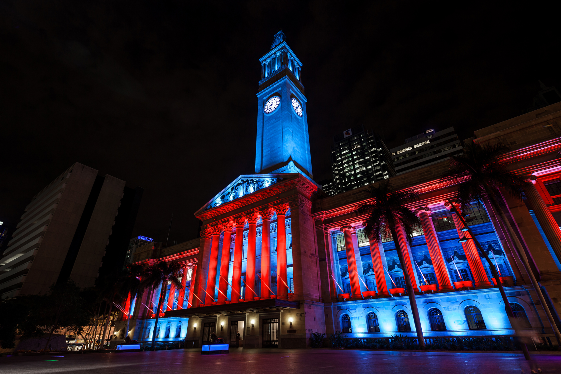 Brisbane City Hall Light Show Custom Outdoor LED Building Facade Architectural Lighting