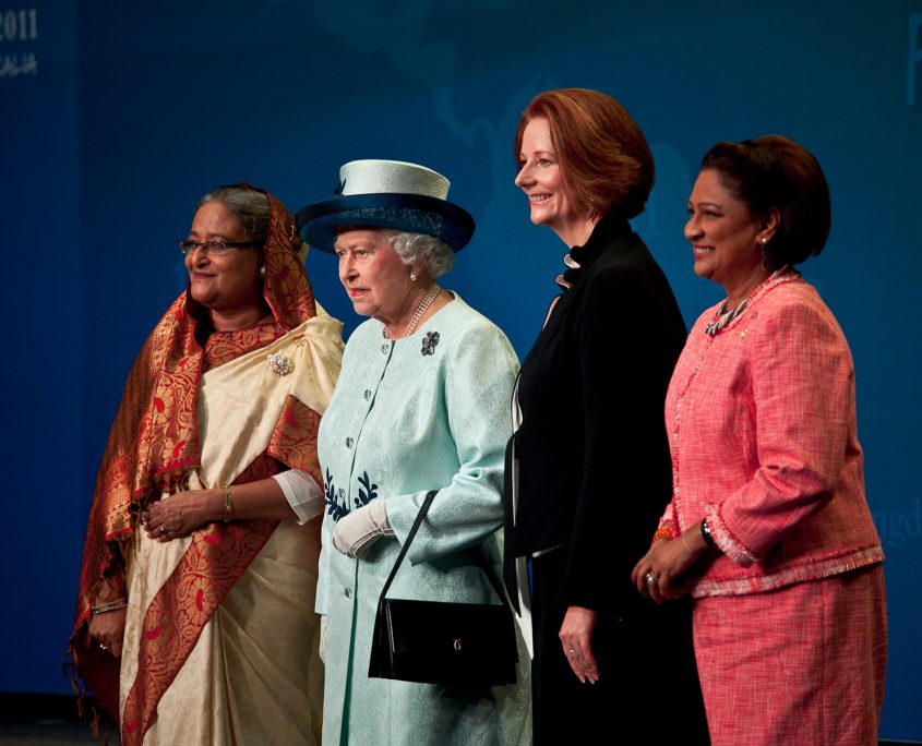 CHOGM Event LED Stage Lighting Design World Leaders Australian Prime Minster Julia Gillard with Queen Elizabeth
