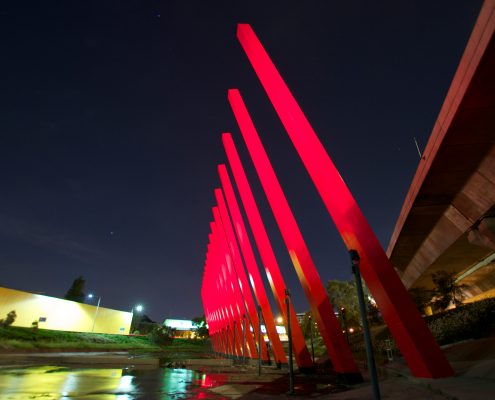 Red Sticks Installation Artwork Outdoor LED Custom Architectural Lighting