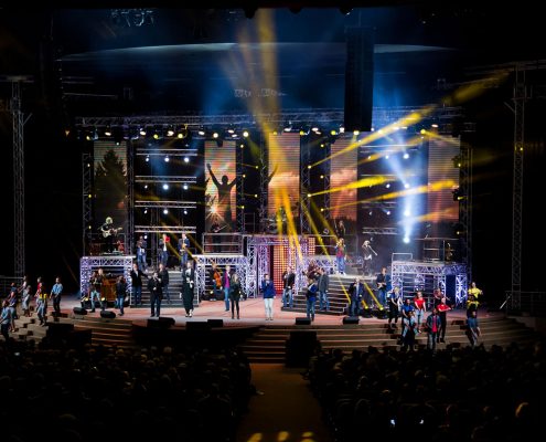 Gospel Skouspel Stage Lighting Design Event Lighting with LED Screen Panels