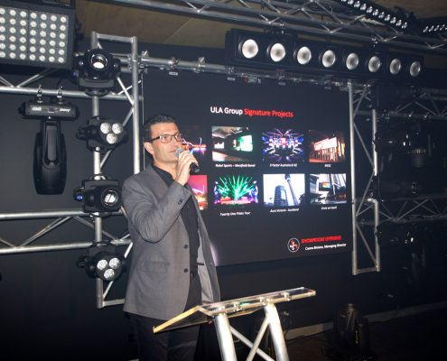 ULA Group Showroom Opening Event Lighting Display Con Presenting