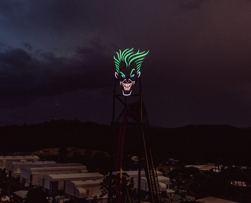 Warner-Bros-4 The Joker DC Rivals HyperCoaster Warner Bros Movie World Gold Coast Custom LED Signage