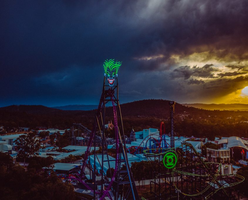 Warner-Bros-5 The Joker DC Rivals HyperCoaster and Green Lantern Roller Coaster Warner Bros Movie World Gold Coast Custom LED Signage