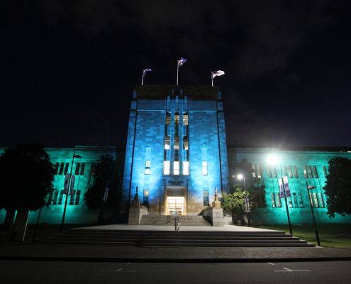 UQ University of Queensland Forgan Smith Building Facade Lighting