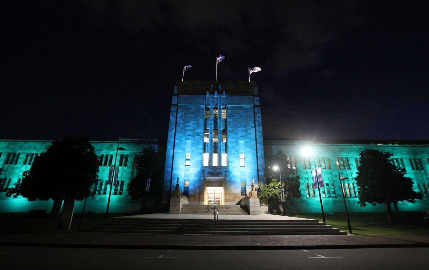 UQ University of Queensland Forgan Smith Building Facade Lighting