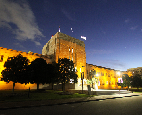 UQ University of Queensland Forgan Smith Building Facade Lighting