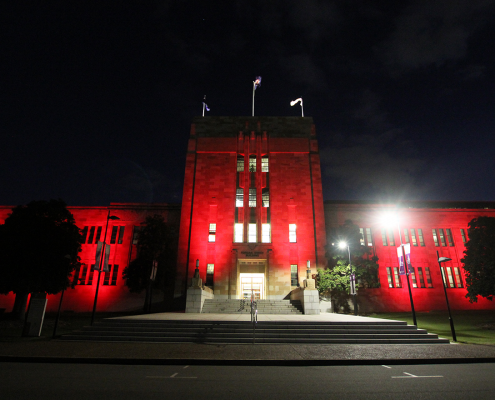 UQ University of Queensland Forgan Smith Building Facade Lighting