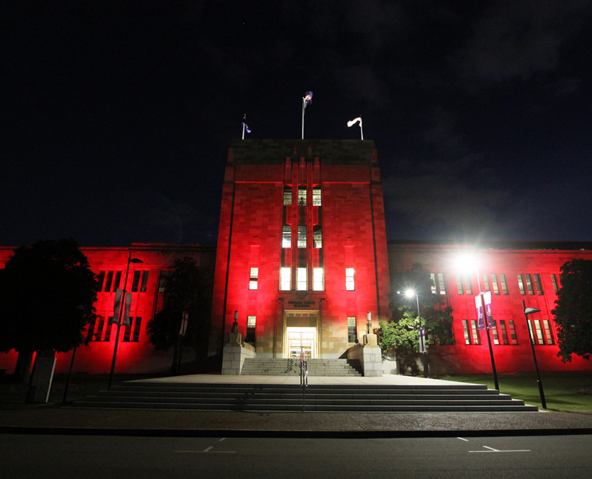 UQ University of Queensland Forgan Smith Building Facade Lighting