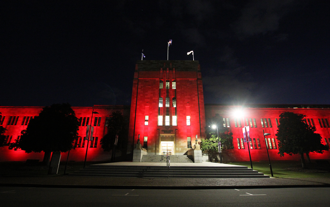 UQ University of Queensland Forgan Smith Building Facade Lighting