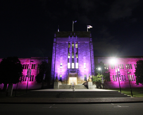 UQ University of Queensland Forgan Smith Building Facade Lighting