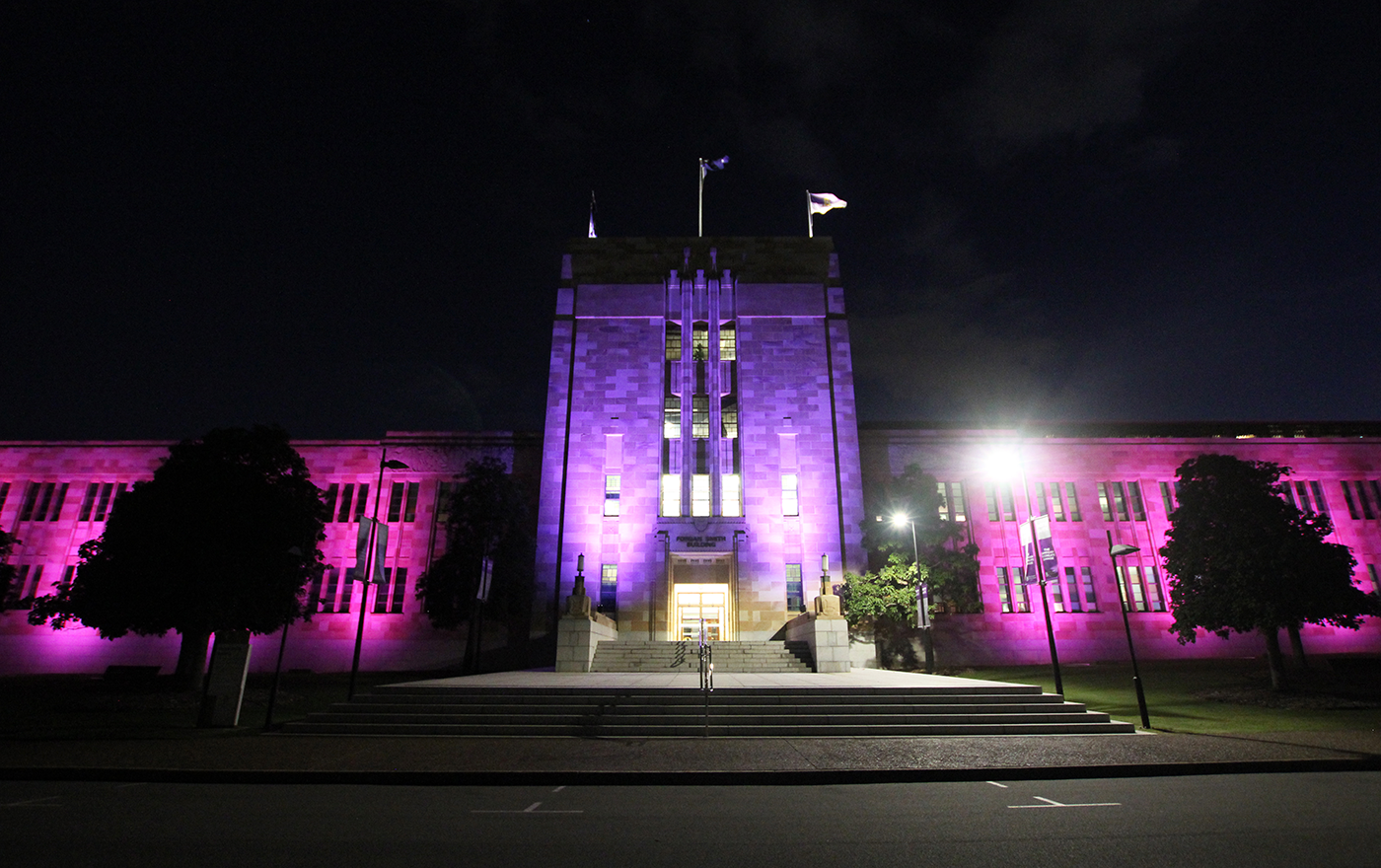 UQ University of Queensland Forgan Smith Building Facade Lighting