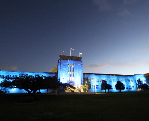 UQ University of Queensland Forgan Smith Building Facade Lighting