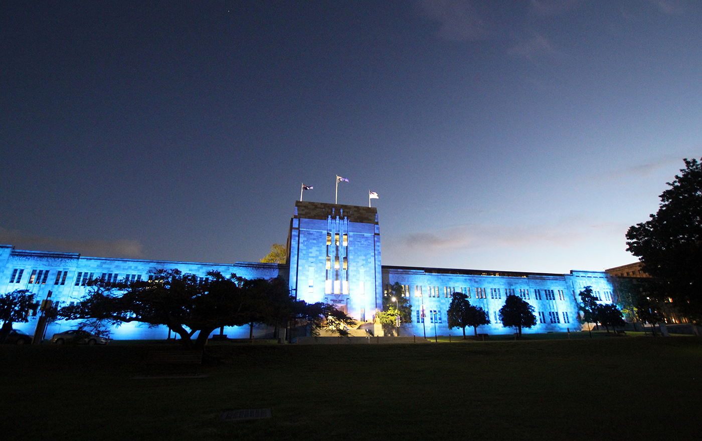 UQ University of Queensland Forgan Smith Building Facade Lighting