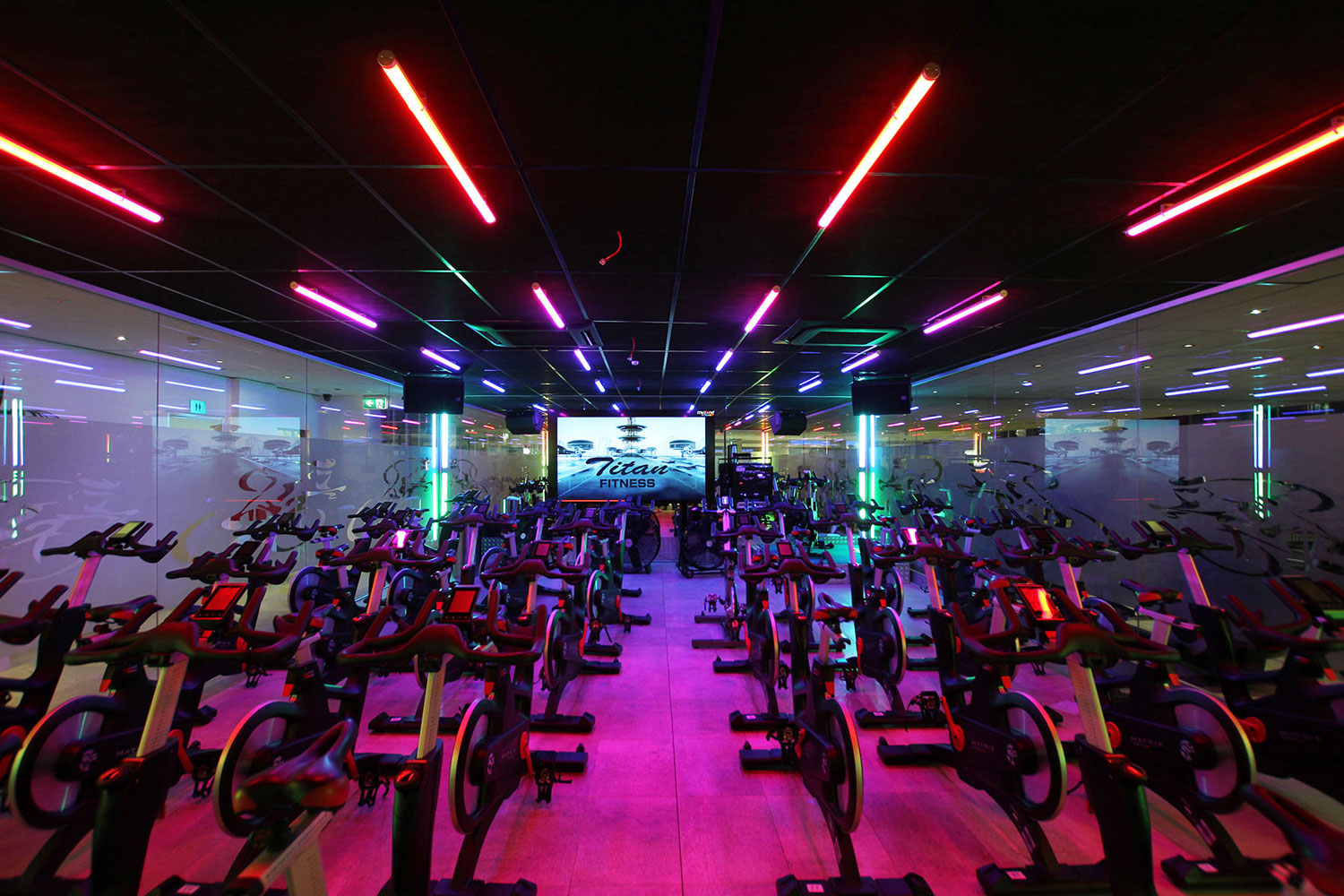Astera Entertainment Lighting in the Spin Studio at Titan Fitness Sydney
