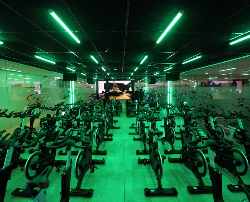 Astera Entertainment Lighting in the Spin Studio at Titan Fitness Sydney