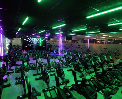 Astera Entertainment Lighting in the Spin Studio at Titan Fitness Sydney