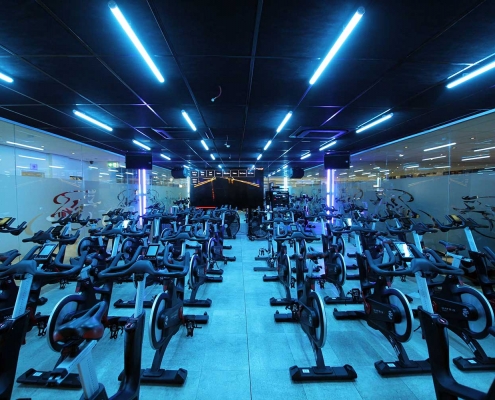 Astera Entertainment Lighting in the Spin Studio at Titan Fitness Sydney