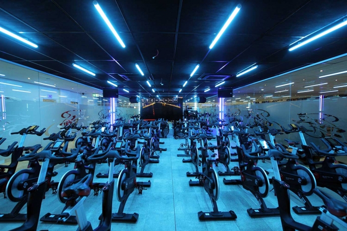 Astera Entertainment Lighting in the Spin Studio at Titan Fitness Sydney